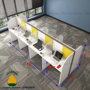 3 FEET 8 SEATER Powder Coated Aluminium Modular back to back Workstation