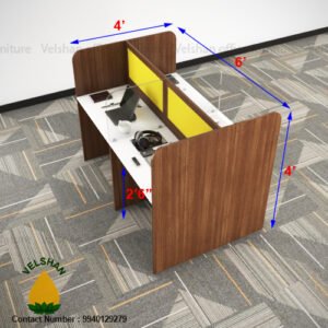 3 Feet 4 Seater Back to Back Wooden Modular Workstation