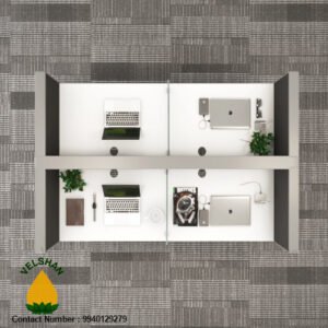 3 Feet 4 Seater Powder Coated Aluminium Back to Back Workstation