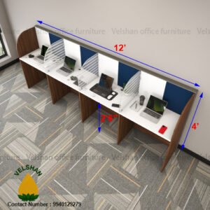 3 Feet 4 Seater_ Linear Powder Coated Aluminium Modular Workstation