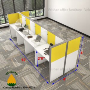 3 Feet 8 Seater Powder Coated Aluminium Back to Back Workstation