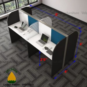 4 FEET 4 SEATER Powder Coated Aluminium Modular back to back Workstation