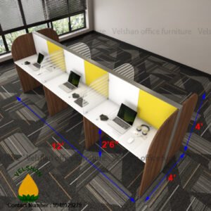 4 FEET 6 SEATER Powder Coated Aluminium Modular back to back Workstation