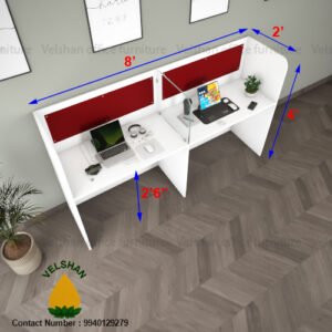 4 Feet 2 Seater Linear Wooden Modular Workstation