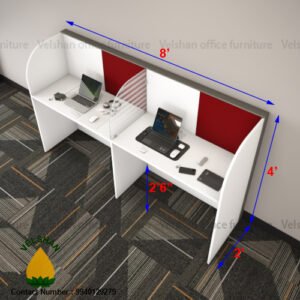 4 Feet 2 Seater_ Linear Powder Coated Aluminium Modular Workstation