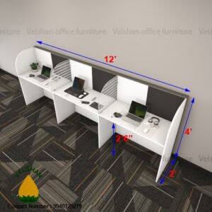 4 Feet 3 Seater_ Linear Powder Coated Aluminium Modular Workstation